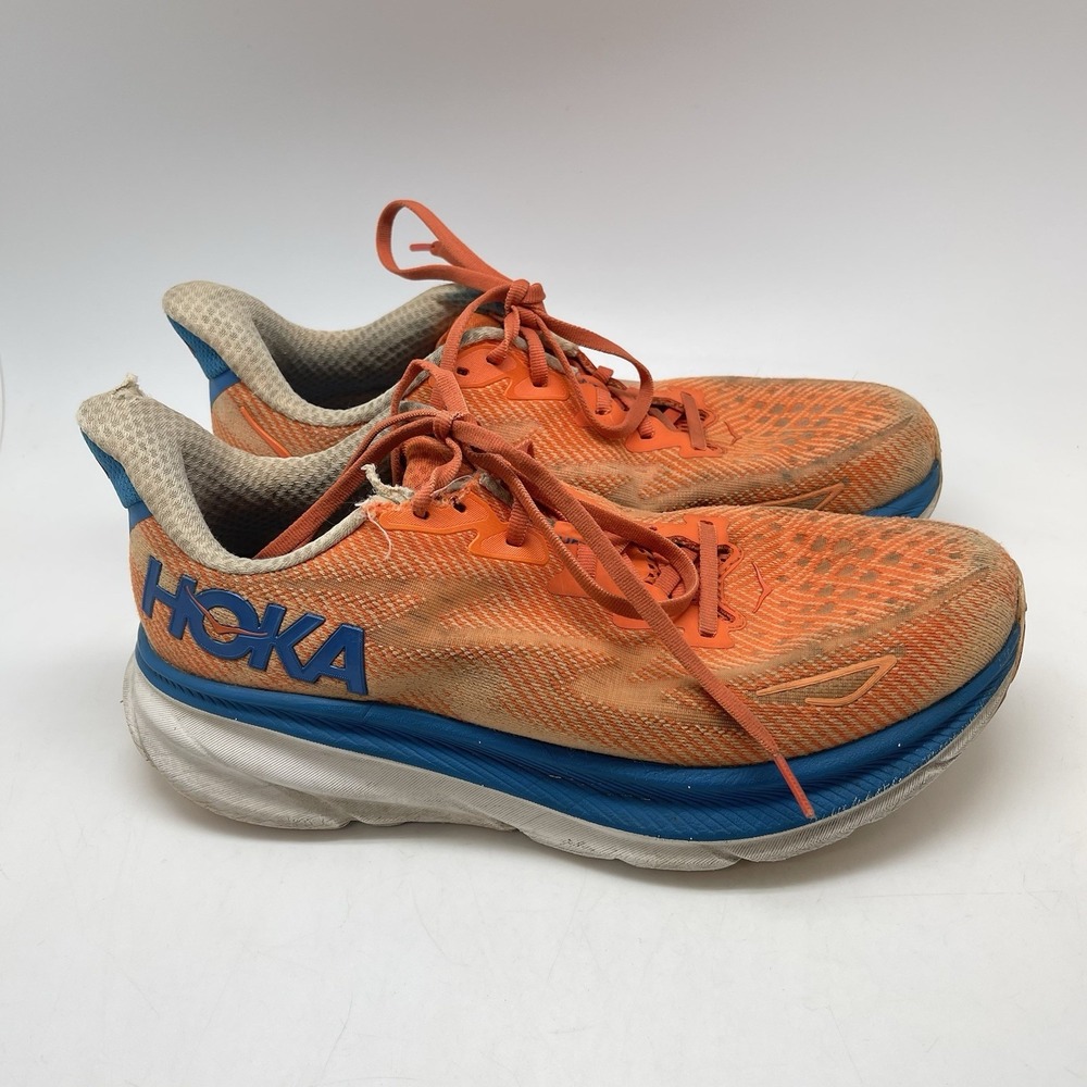 Hoka‎ One One Sneakers Mens 9 D Clifton 9 Orange 1127895 VOIM Running Gym Shoes